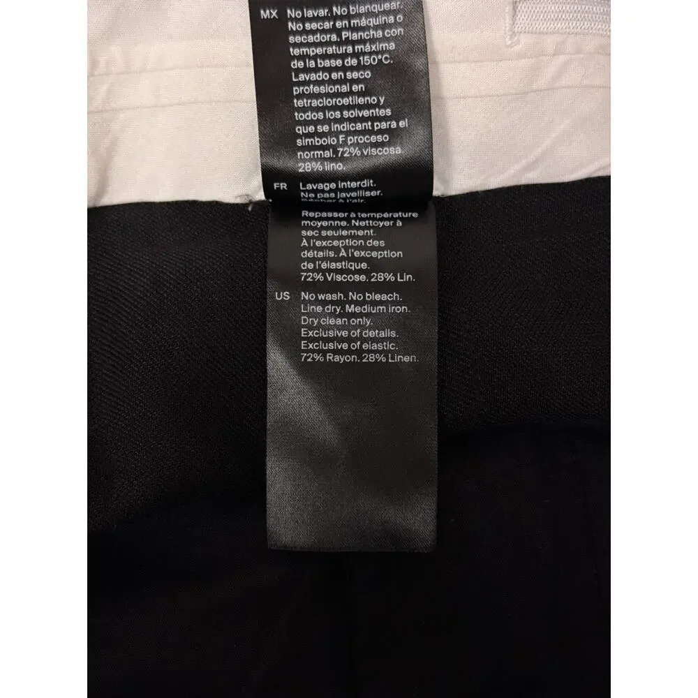 COS Pants 8 Womens Black Linen Wide Straight High Rise Trouser